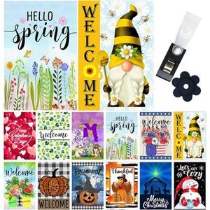 Seasonal Garden Flag Set of 12 Double Sided Welcome Fall Halloween Garden Flags